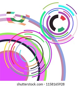 Abstract colored circles, lines, on white background, vector, business