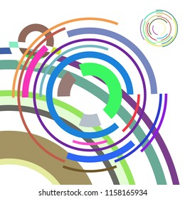 Abstract colored circles, lines, on white background, vector, business