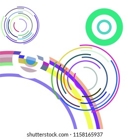 Abstract colored circles, lines, on white background, vector, business