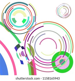 Abstract colored circles, lines, on white background, vector, business