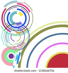 Abstract colored circles, lines, on white background, vector, business