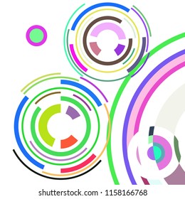 Abstract colored circles, lines, on white background, vector, business