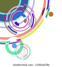 Abstract colored circles, lines, on white background, vector, business