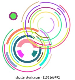 Abstract colored circles, lines, on white background, vector, business