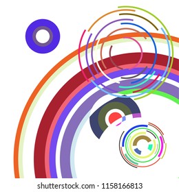 Abstract colored circles, lines, on white background, vector, business