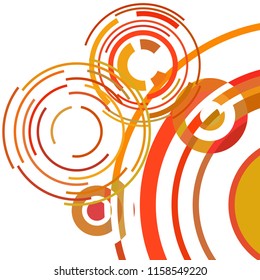 Abstract colored circles, lines, on white background, vector, business