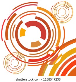 Abstract colored circles, lines, on white background, vector, business