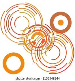 Abstract colored circles, lines, on white background, vector, business