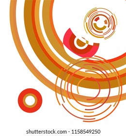 Abstract colored circles, lines, on white background, vector, business