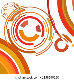 Abstract colored circles, lines, on white background, vector, business