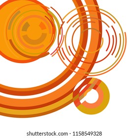 Abstract colored circles, lines, on white background, vector, business