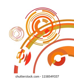 Abstract colored circles, lines, on white background, vector, business