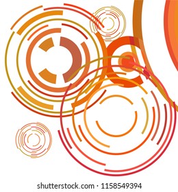 Abstract colored circles, lines, on white background, vector, business
