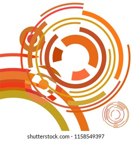 Abstract colored circles, lines, on white background, vector, business