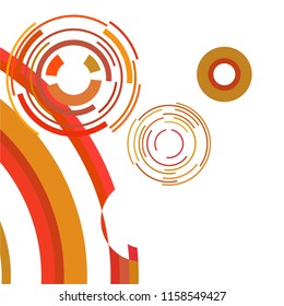 Abstract colored circles, lines, on white background, vector, business