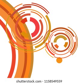 Abstract colored circles, lines, on white background, vector, business