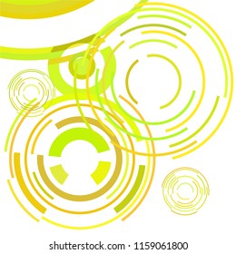 Abstract colored circles, lines, on white background, vector, business