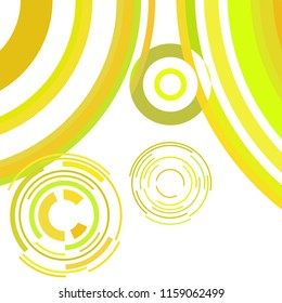 Abstract colored circles, lines, on white background, vector, business