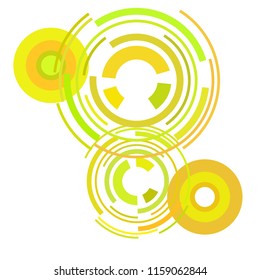 Abstract colored circles, lines, on white background, vector, business