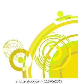 Abstract colored circles, lines, on white background, vector, business