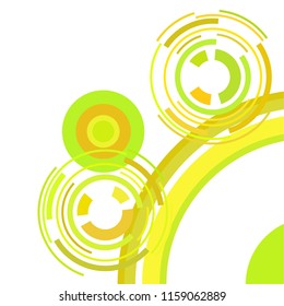 Abstract colored circles, lines, on white background, vector, business