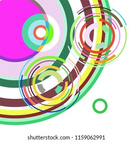 Abstract colored circles, lines, on white background, vector, business