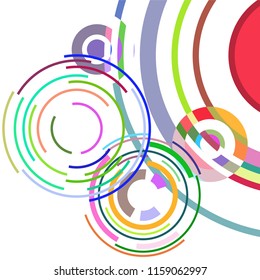 Abstract colored circles, lines, on white background, vector, business