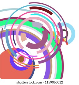 Abstract colored circles, lines, on white background, vector, business