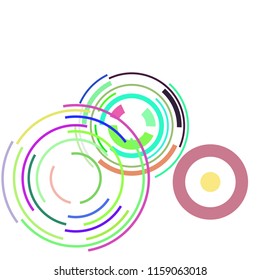 Abstract colored circles, lines, on white background, vector, business