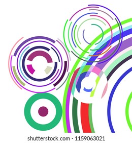 Abstract colored circles, lines, on white background, vector, business