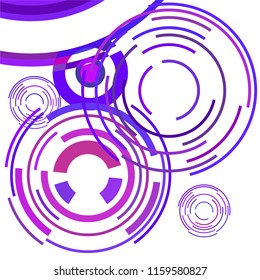 Abstract colored circles, lines, on white background, vector, business
