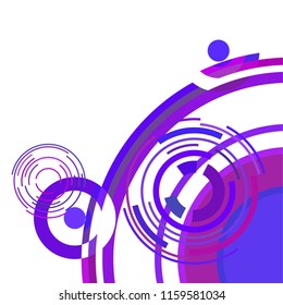 Abstract colored circles, lines, on white background, vector, business
