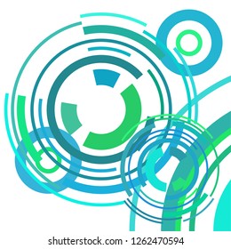 Abstract colored circles, lines, on white background, vector, business