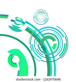 Abstract colored circles, lines, on white background, vector, business