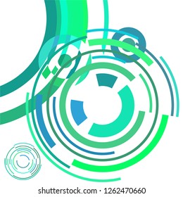 Abstract colored circles, lines, on white background, vector, business
