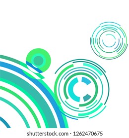 Abstract colored circles, lines, on white background, vector, business
