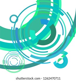 Abstract colored circles, lines, on white background, vector, business