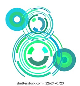 Abstract colored circles, lines, on white background, vector, business
