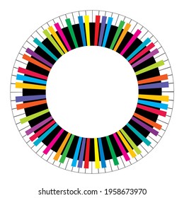 Abstract colored circular piano on white background