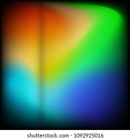 Abstract, colored composition of thin, curved lines on a color gradient background. Vector image.