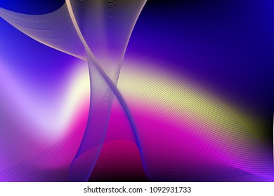 Abstract, colored composition of thin, curved lines on a color gradient background. Vector image.