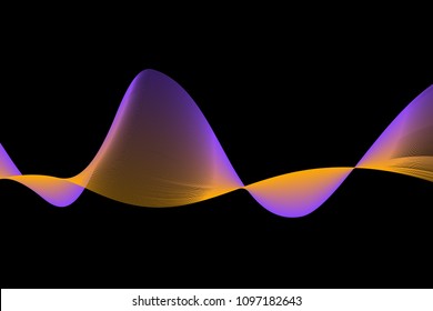 Abstract, colored composition of thin, curved lines on a black background. Vector image.