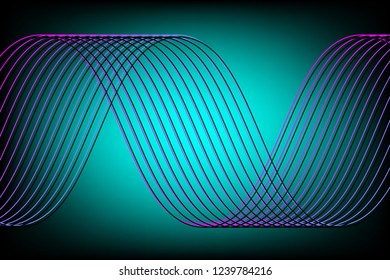 Abstract, colored composition of thin, curved lines on a color gradient background. Vector image.