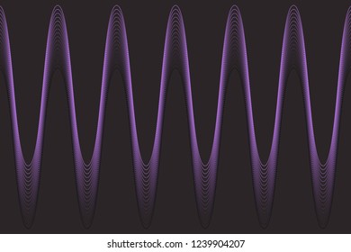 Abstract, colored composition of thin, wavy lines on a dark background. Vector image.