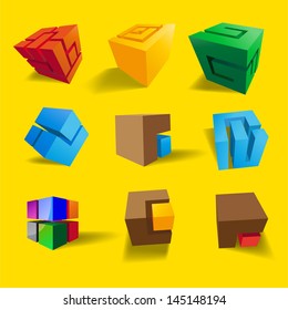 abstract colored cubes for design