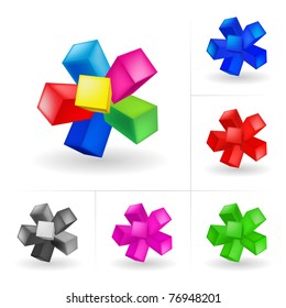 Abstract colored cubes. Illustration on white background for design