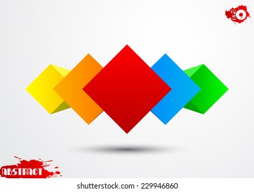 Abstract colored cubes on a white background