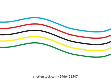 Abstract colored curved lines on a white background.