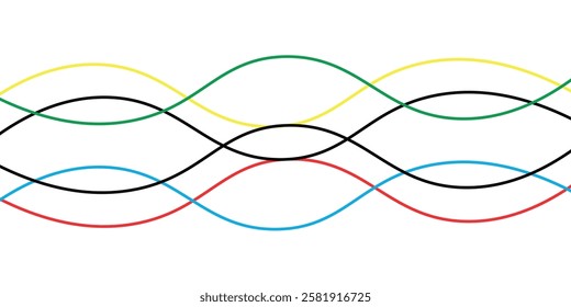 Abstract colored curved lines on a white background.
