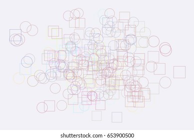 Abstract colored ellipse & square box shape pattern. Good for web page, wallpaper, graphic design, catalog, texture or background. Vector graphic.